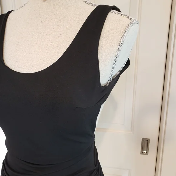 Black Low back Dress with Side Ruching - Picture 2 of 8